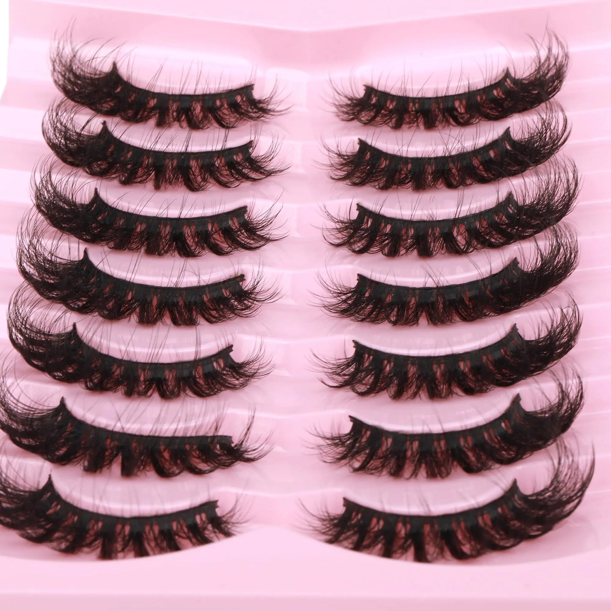 JIMIRE Mink Lashes Fluffy Cat Eye False Eyelashes Volume Wispy Fox Eye Full 17MM Thick Fake Lashes Look Like Eyelash Extensions Pestañas7 Pairs Pack GlowBeautyCo.