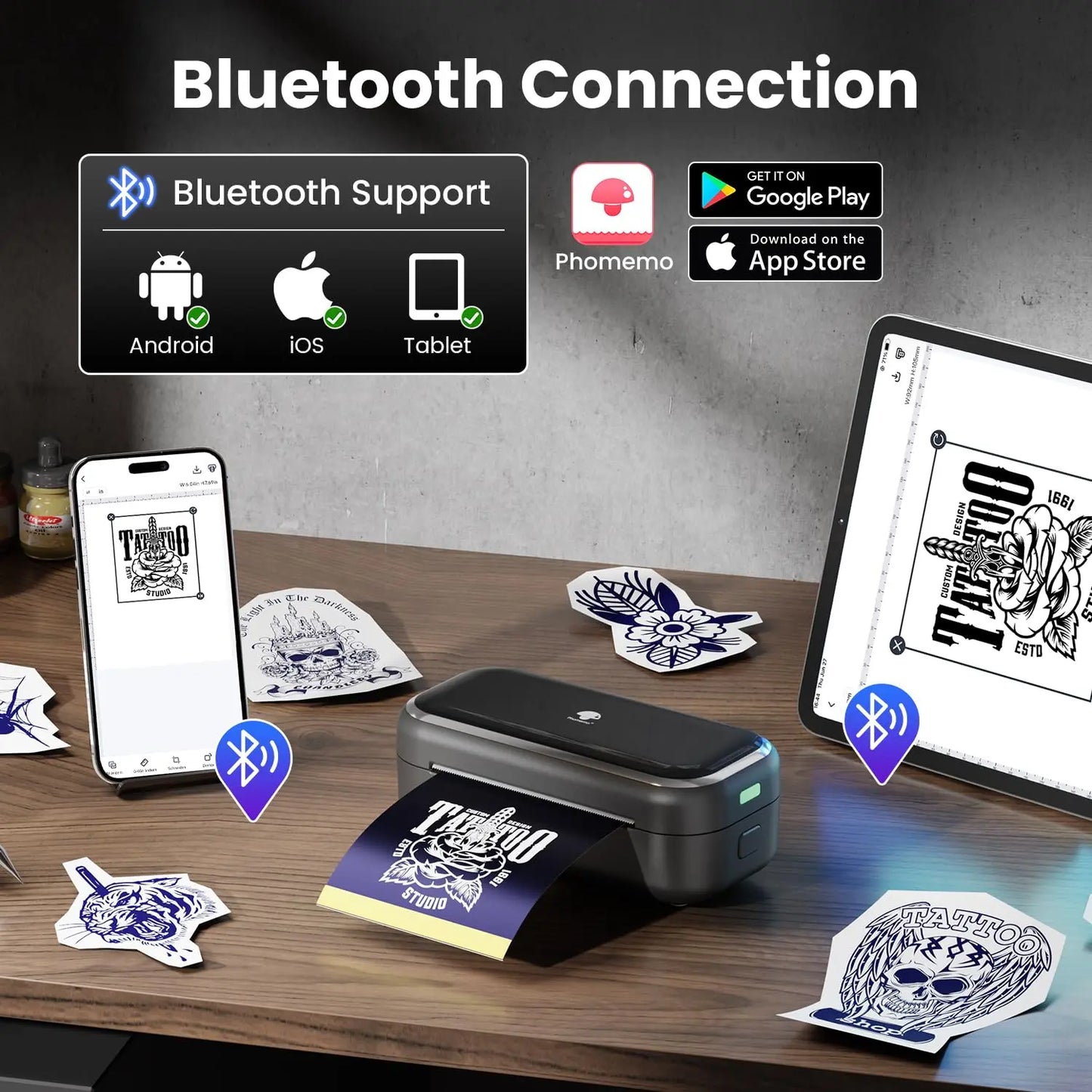 Phomemo TP31 Tattoo Stencil Printer, Mini Tattoo Printer with 30pcs Transfer Paper,Bluetooth Tattoo Machines Printer for Tattoo Beginners & Artists, Compatible with Tablet,Smartphone GlowBeautyCo.