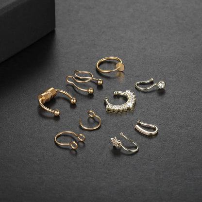 Faux Nose Septum Fake Nose Rings Fake Nose Piercing Studs Rings Stainless Steel Faux Nose Hoop Rings Non Piercing Jewelry for Women Men GlowBeautyCo.