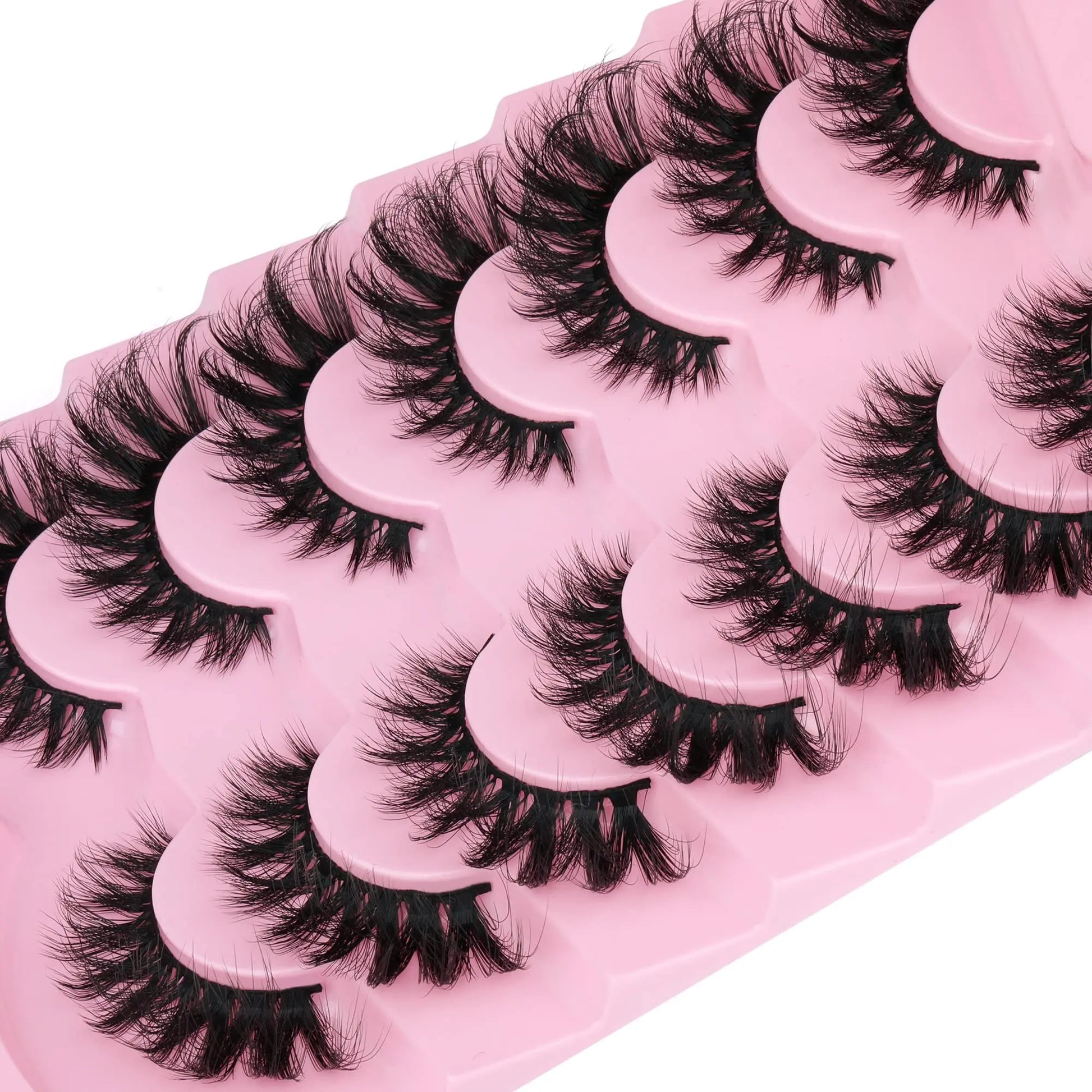 JIMIRE Mink Lashes Fluffy Cat Eye False Eyelashes Volume Wispy Fox Eye Full 17MM Thick Fake Lashes Look Like Eyelash Extensions Pestañas7 Pairs Pack GlowBeautyCo.