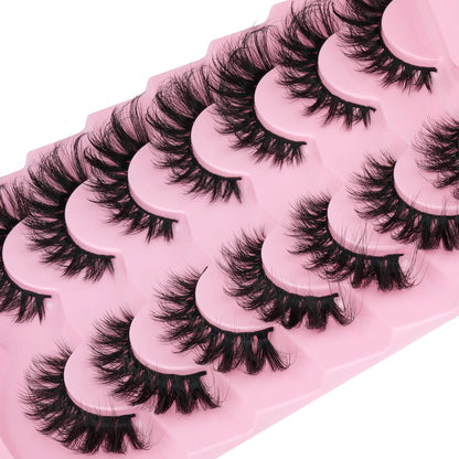 JIMIRE Mink Lashes Fluffy Cat Eye False Eyelashes Volume Wispy Fox Eye Full 17MM Thick Fake Lashes Look Like Eyelash Extensions Pestañas7 Pairs Pack GlowBeautyCo.