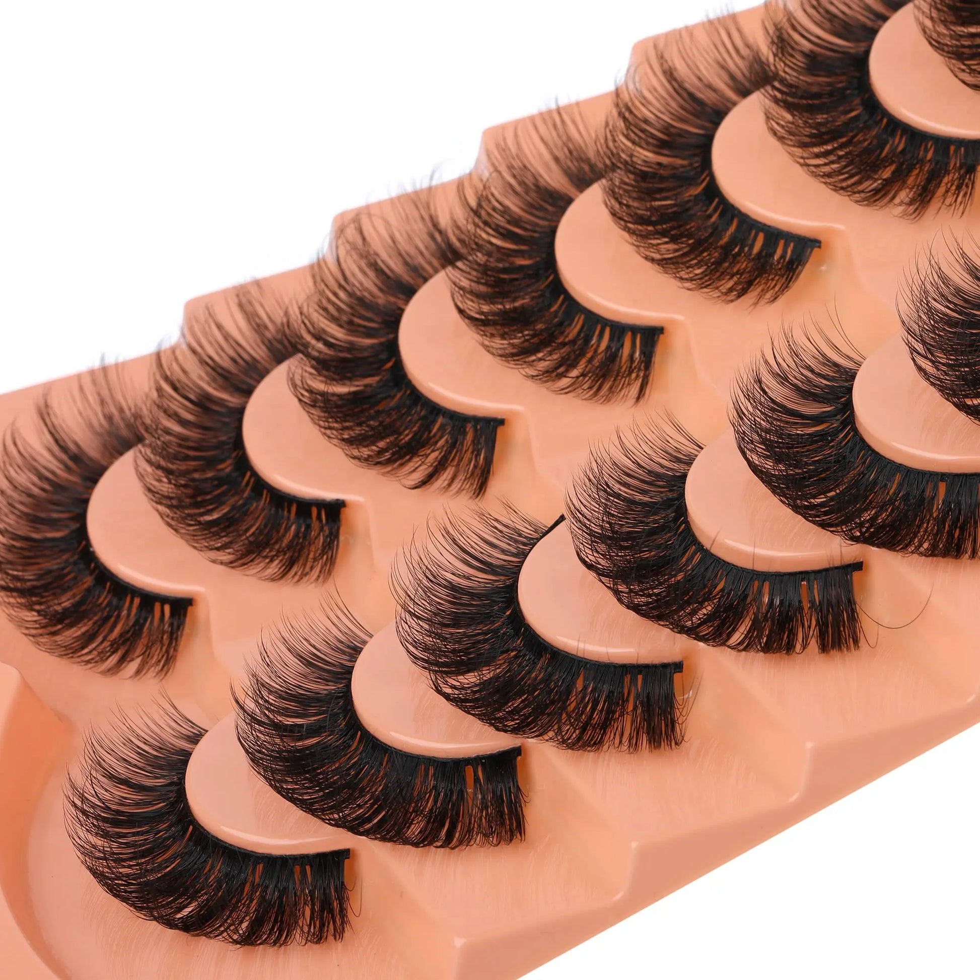 JIMIRE Mink Lashes Fluffy Cat Eye False Eyelashes Volume Wispy Fox Eye Full 17MM Thick Fake Lashes Look Like Eyelash Extensions Pestañas7 Pairs Pack GlowBeautyCo.