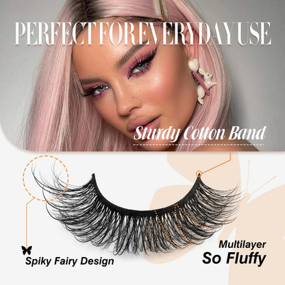 JIMIRE Mink Lashes Fluffy Cat Eye False Eyelashes Volume Wispy Fox Eye Full 17MM Thick Fake Lashes Look Like Eyelash Extensions Pestañas7 Pairs Pack GlowBeautyCo.