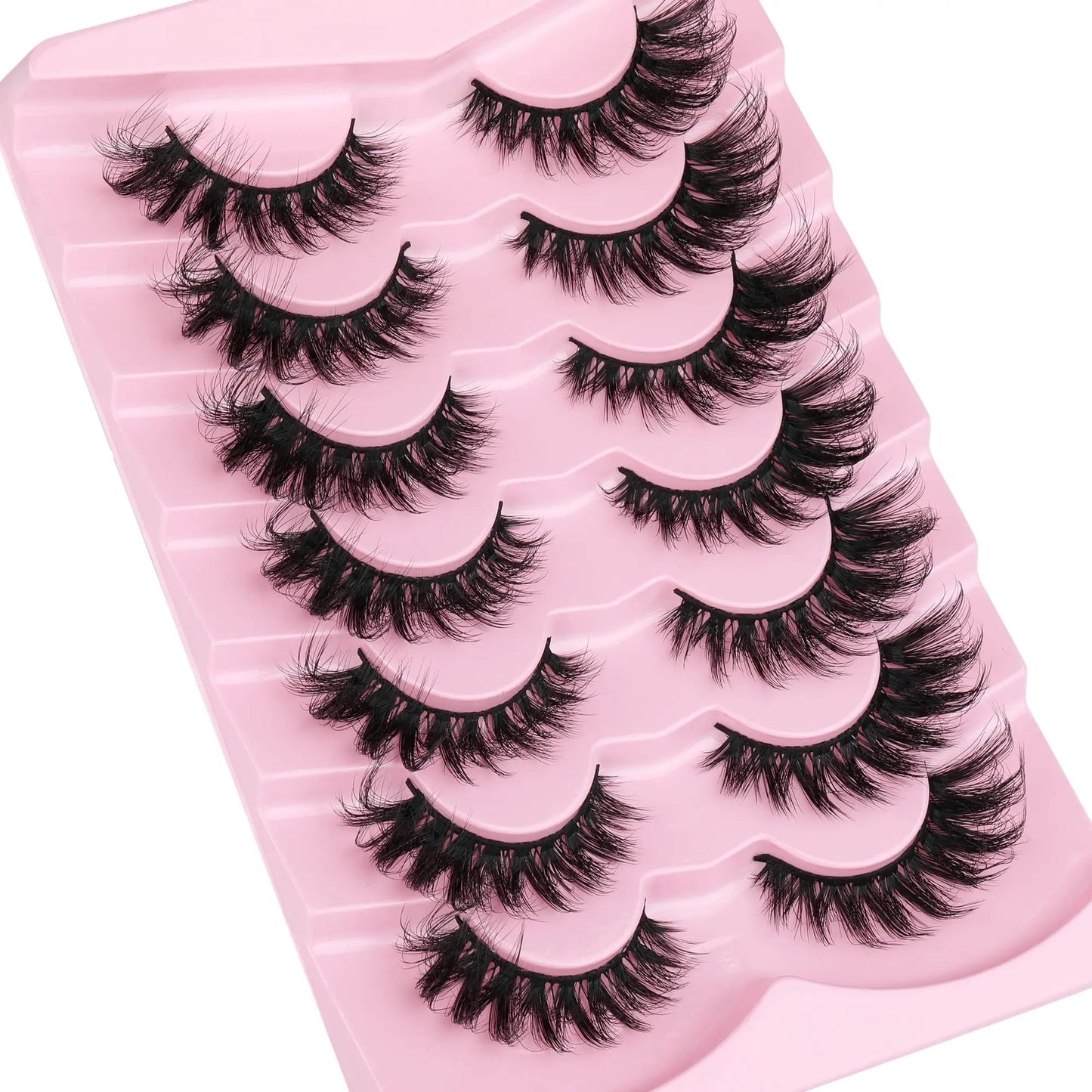 JIMIRE Mink Lashes Fluffy Cat Eye False Eyelashes Volume Wispy Fox Eye Full 17MM Thick Fake Lashes Look Like Eyelash Extensions Pestañas7 Pairs Pack GlowBeautyCo.