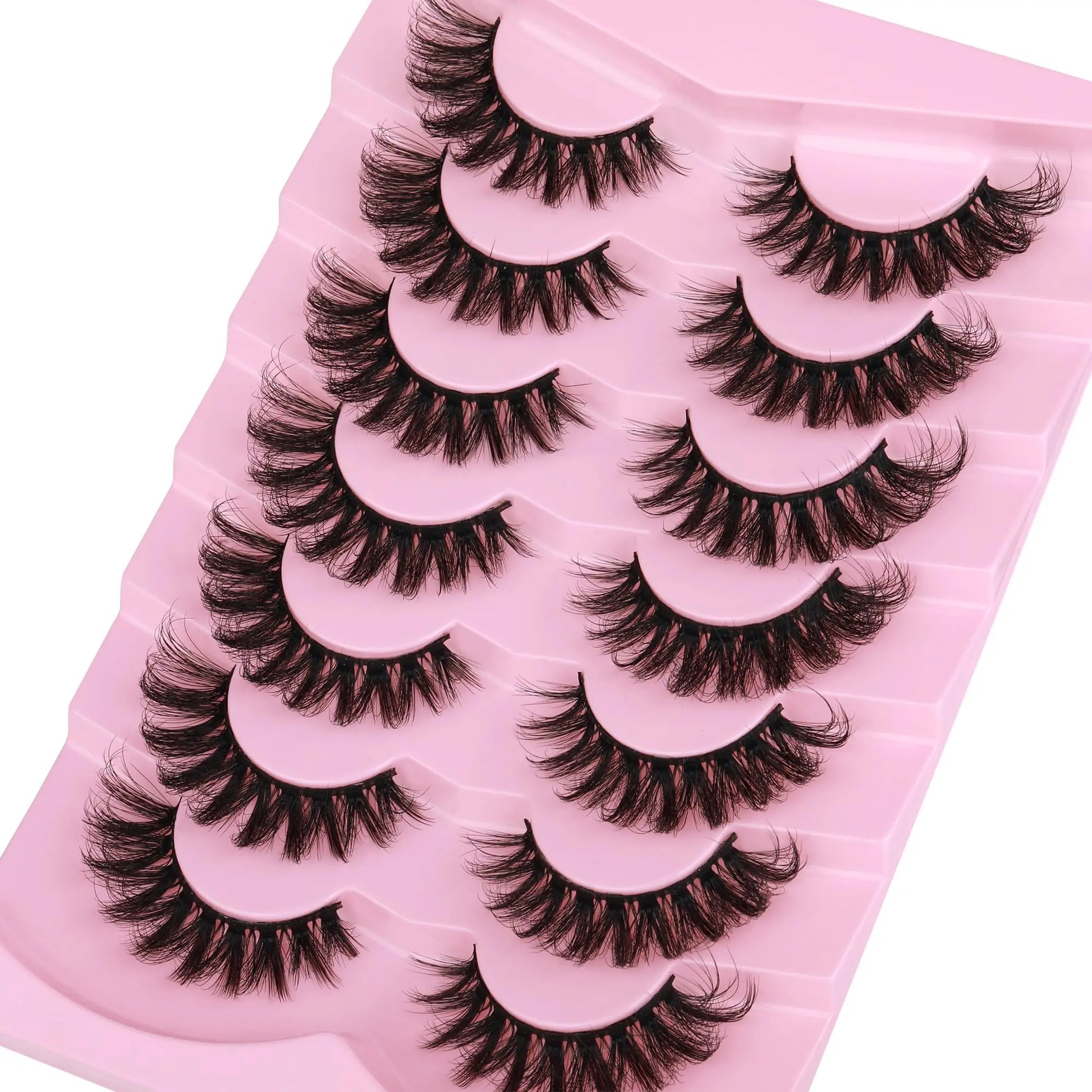 JIMIRE Mink Lashes Fluffy Cat Eye False Eyelashes Volume Wispy Fox Eye Full 17MM Thick Fake Lashes Look Like Eyelash Extensions Pestañas7 Pairs Pack GlowBeautyCo.