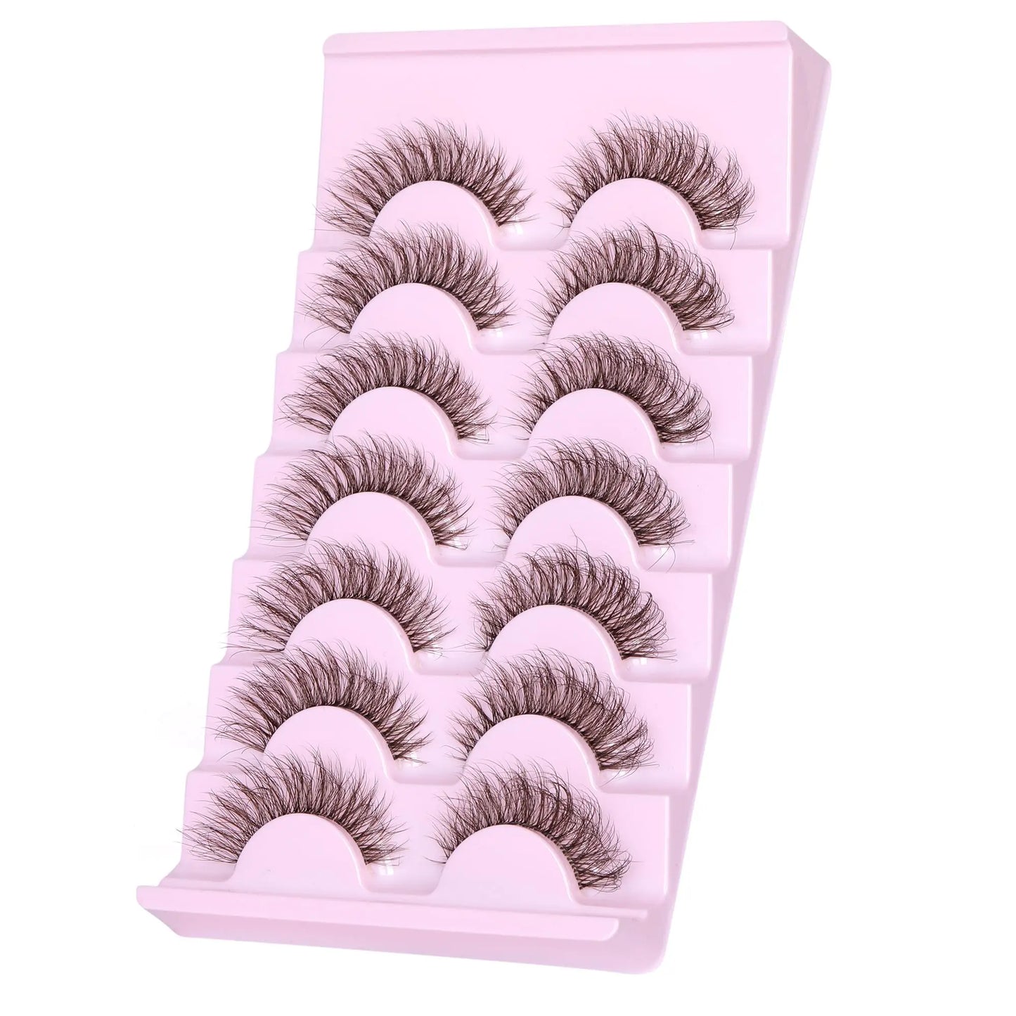 JIMIRE Mink Lashes Fluffy Cat Eye False Eyelashes Volume Wispy Fox Eye Full 17MM Thick Fake Lashes Look Like Eyelash Extensions Pestañas7 Pairs Pack GlowBeautyCo.