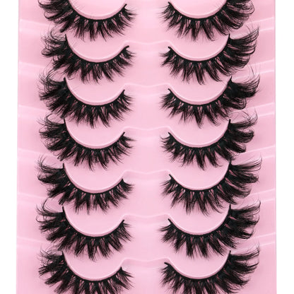 JIMIRE Mink Lashes Fluffy Cat Eye False Eyelashes Volume Wispy Fox Eye Full 17MM Thick Fake Lashes Look Like Eyelash Extensions Pestañas7 Pairs Pack GlowBeautyCo.