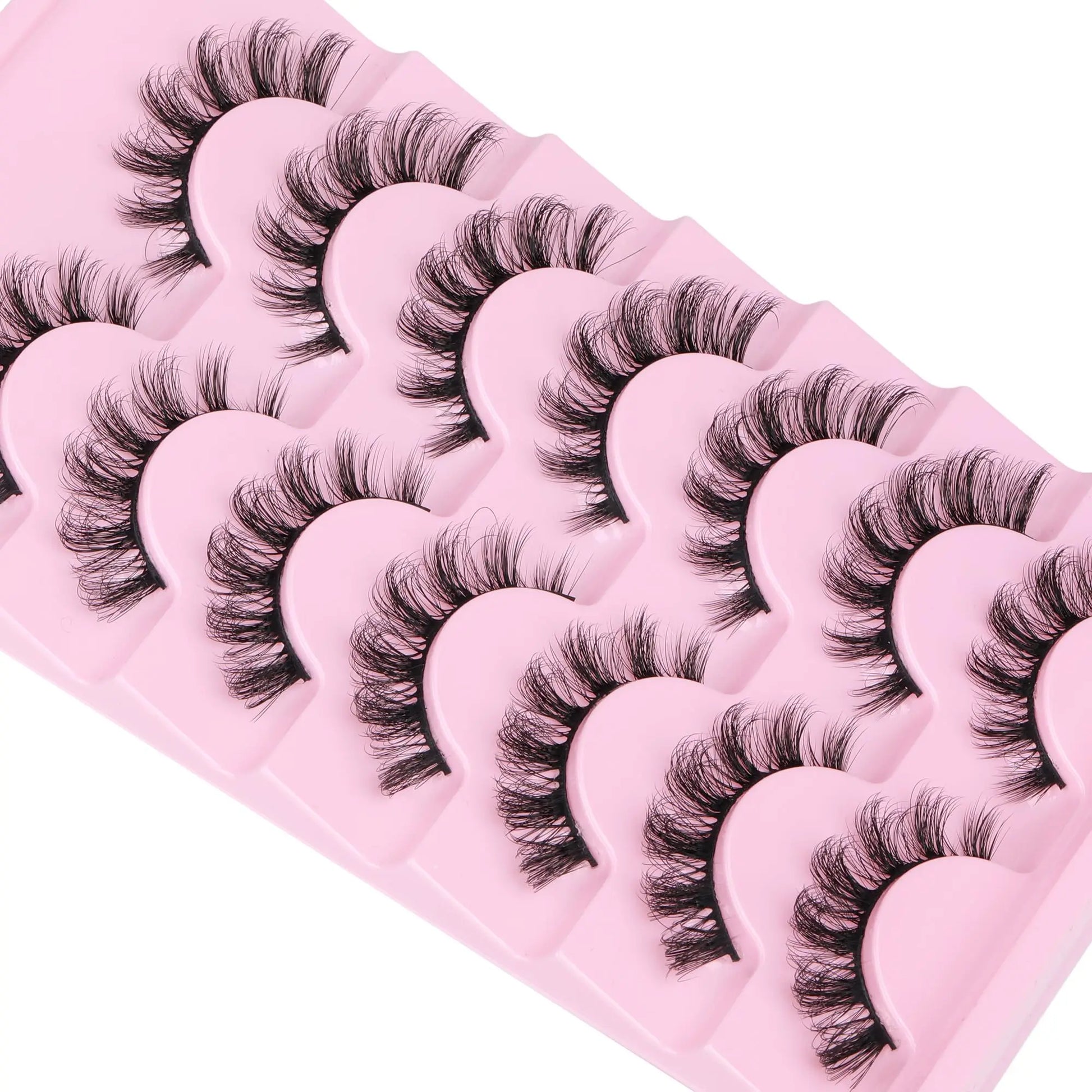 JIMIRE Mink Lashes Fluffy Cat Eye False Eyelashes Volume Wispy Fox Eye Full 17MM Thick Fake Lashes Look Like Eyelash Extensions Pestañas7 Pairs Pack GlowBeautyCo.