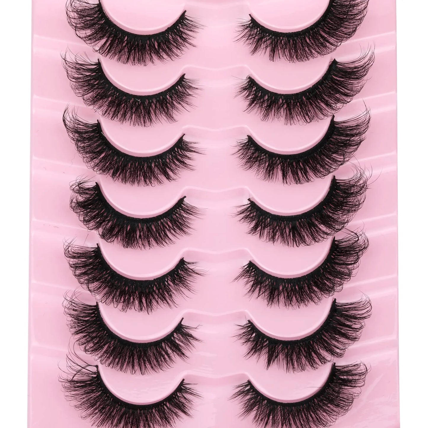 JIMIRE Mink Lashes Fluffy Cat Eye False Eyelashes Volume Wispy Fox Eye Full 17MM Thick Fake Lashes Look Like Eyelash Extensions Pestañas7 Pairs Pack GlowBeautyCo.