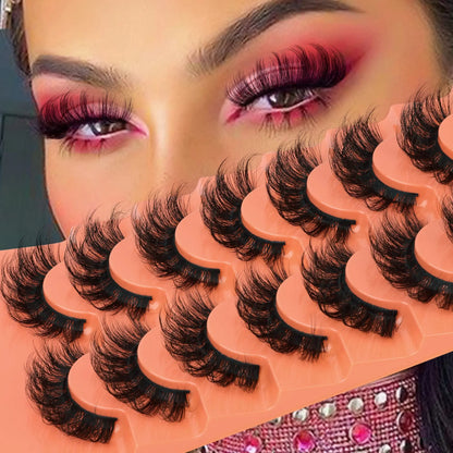 JIMIRE Mink Lashes Fluffy Cat Eye False Eyelashes Volume Wispy Fox Eye Full 17MM Thick Fake Lashes Look Like Eyelash Extensions Pestañas7 Pairs Pack GlowBeautyCo.