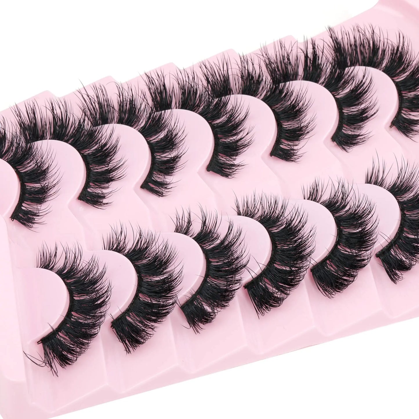 JIMIRE Mink Lashes Fluffy Cat Eye False Eyelashes Volume Wispy Fox Eye Full 17MM Thick Fake Lashes Look Like Eyelash Extensions Pestañas7 Pairs Pack GlowBeautyCo.