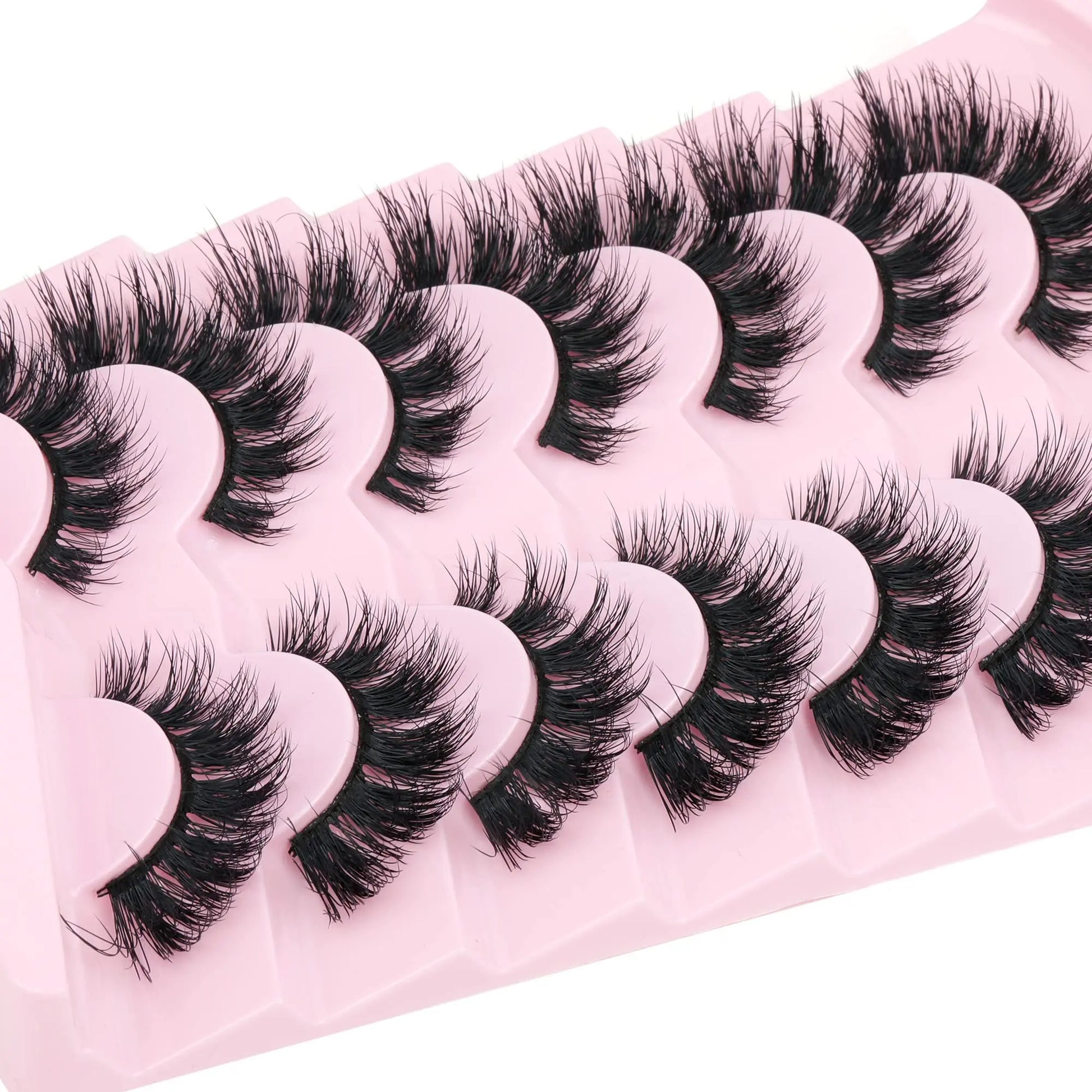 JIMIRE Mink Lashes Fluffy Cat Eye False Eyelashes Volume Wispy Fox Eye Full 17MM Thick Fake Lashes Look Like Eyelash Extensions Pestañas7 Pairs Pack GlowBeautyCo.