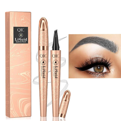 Eyebrow Pen,Liquid Eye Makeup Eyebrow Pencil - Waterproof Eyebrow Pencil Micro 4 Tip Brow Pencil Lift & Snatch Eyebrow Microblading Pen Long-Lasting Waterproof Natural Eyebrow Hair (3# Grey Color)