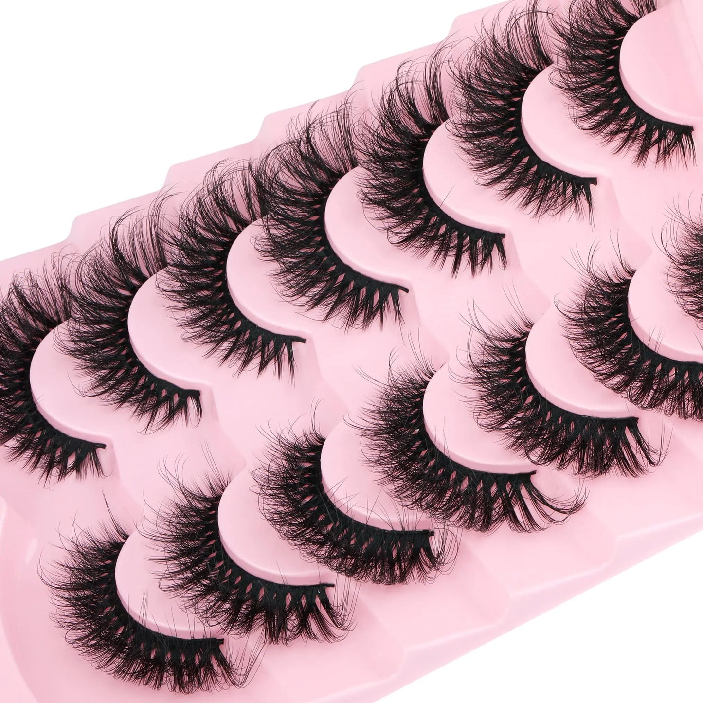 JIMIRE Mink Lashes Fluffy Cat Eye False Eyelashes Volume Wispy Fox Eye Full 17MM Thick Fake Lashes Look Like Eyelash Extensions Pestañas7 Pairs Pack GlowBeautyCo.