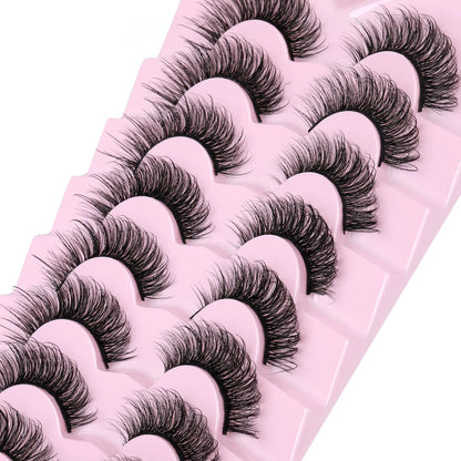 JIMIRE Mink Lashes Fluffy Cat Eye False Eyelashes Volume Wispy Fox Eye Full 17MM Thick Fake Lashes Look Like Eyelash Extensions Pestañas7 Pairs Pack GlowBeautyCo.