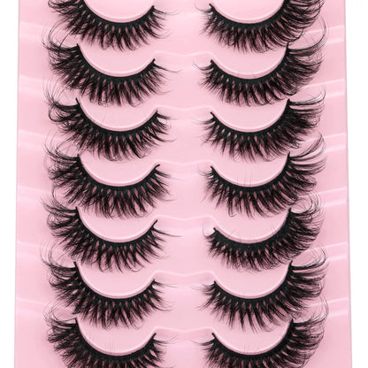 JIMIRE Mink Lashes Fluffy Cat Eye False Eyelashes Volume Wispy Fox Eye Full 17MM Thick Fake Lashes Look Like Eyelash Extensions Pestañas7 Pairs Pack GlowBeautyCo.