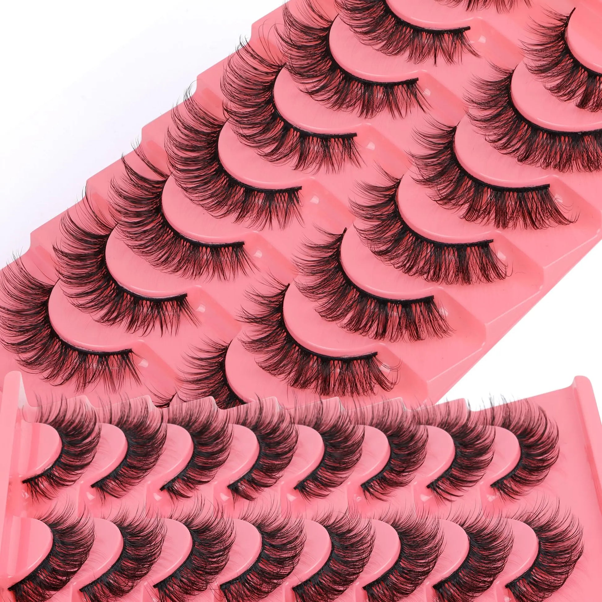 JIMIRE Mink Lashes Fluffy Cat Eye False Eyelashes Volume Wispy Fox Eye Full 17MM Thick Fake Lashes Look Like Eyelash Extensions Pestañas7 Pairs Pack GlowBeautyCo.