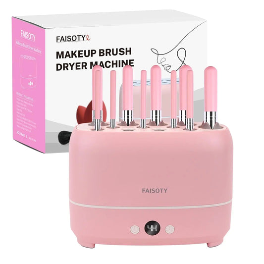 Upgraded Makeup Brushes Dryer, Electric USB Cosmetic Brush Drying Machine for 12Pcs Various Makeup Brushes and 2Pcs Sponges, No Harmful for Bristles with Thermo-Control Slow Drying(Pink)