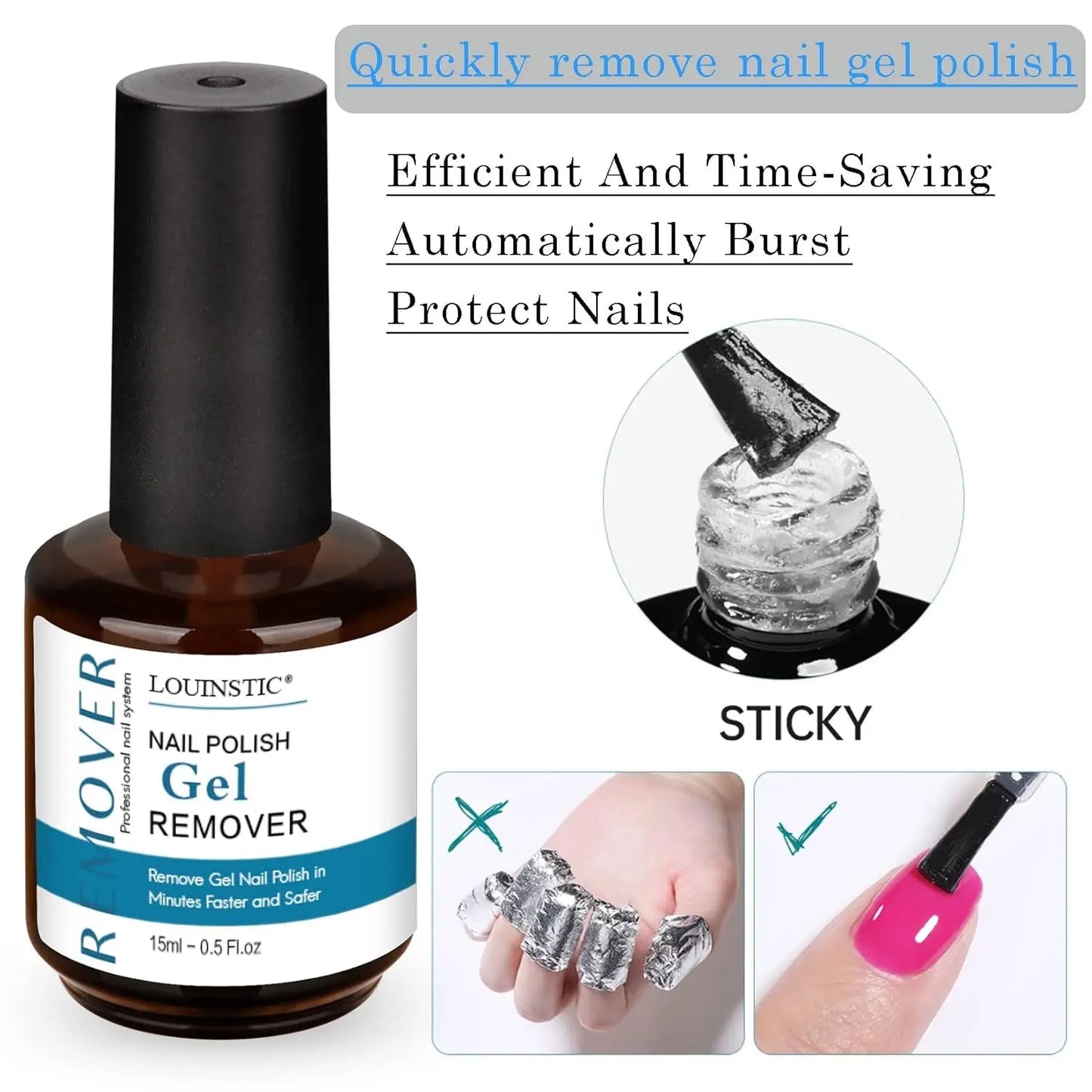 Gel Polish Remover: Professional Gel Nail Polish Remover for Nails, 3-5 Minutes Easy Quick Gel Nail Remover