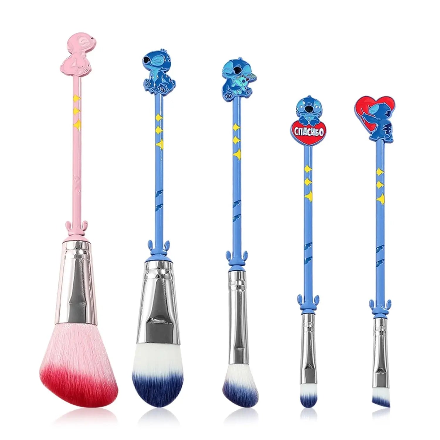 Stich Makeup Brushes Set Collection, Stich Stuf for Girls Women - 5Pcs Blue