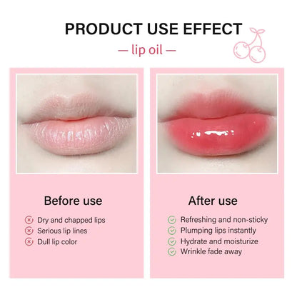 Fruit-Flavored Plumping Lip Oil - Lip Gloss - Non-Sticky, Moisturizing, Smoothing, Glowing, Revitalizing, and Nourishing for Dry Lips - Lip Balm Lip Care (Berry)