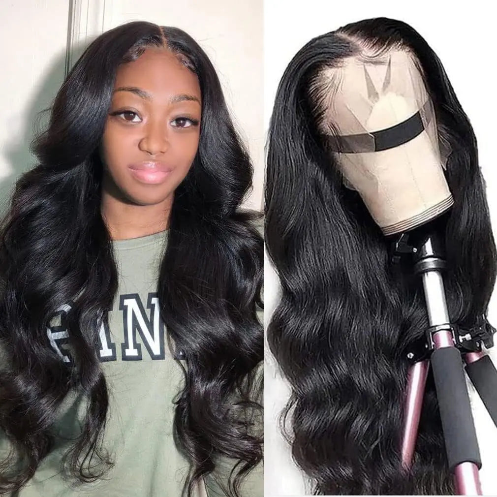 Body Wave Lace Front Wig - 13x4 Brazilian Human Hair, 180% Density, 18 Inch Natural Look for Black Women