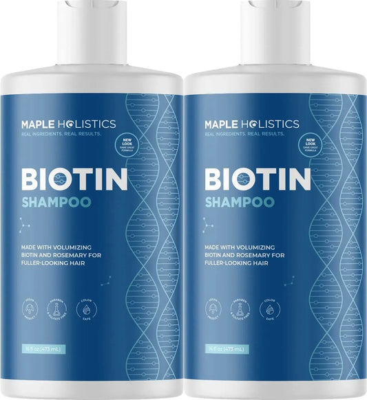 Volumizing Biotin Shampoo for Thinning Hair - Thin Hair Shampoo with Rosemary Keratin and Essential Oils for Hair Care - Vegan Sulfate Free Shampoo for Damaged Dry Hair Paraben and Cruelty Free 2 Pack