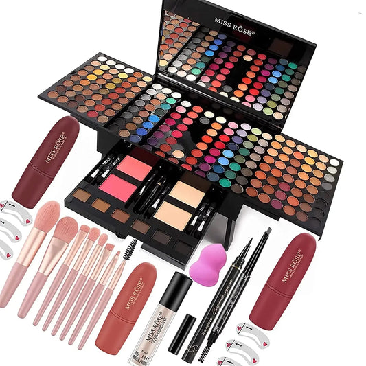 Ultimate 190 Colors Makeup Kit - All-in-One Professional Set for Women & Beginners with Eyeliner, Eyeshadow, Lipstick, Powder, Glitter & Brushes