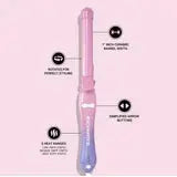 Ceramic Rotating Curling Iron, 1" Barrel, Pink Sunset - GlowBeautyCo.