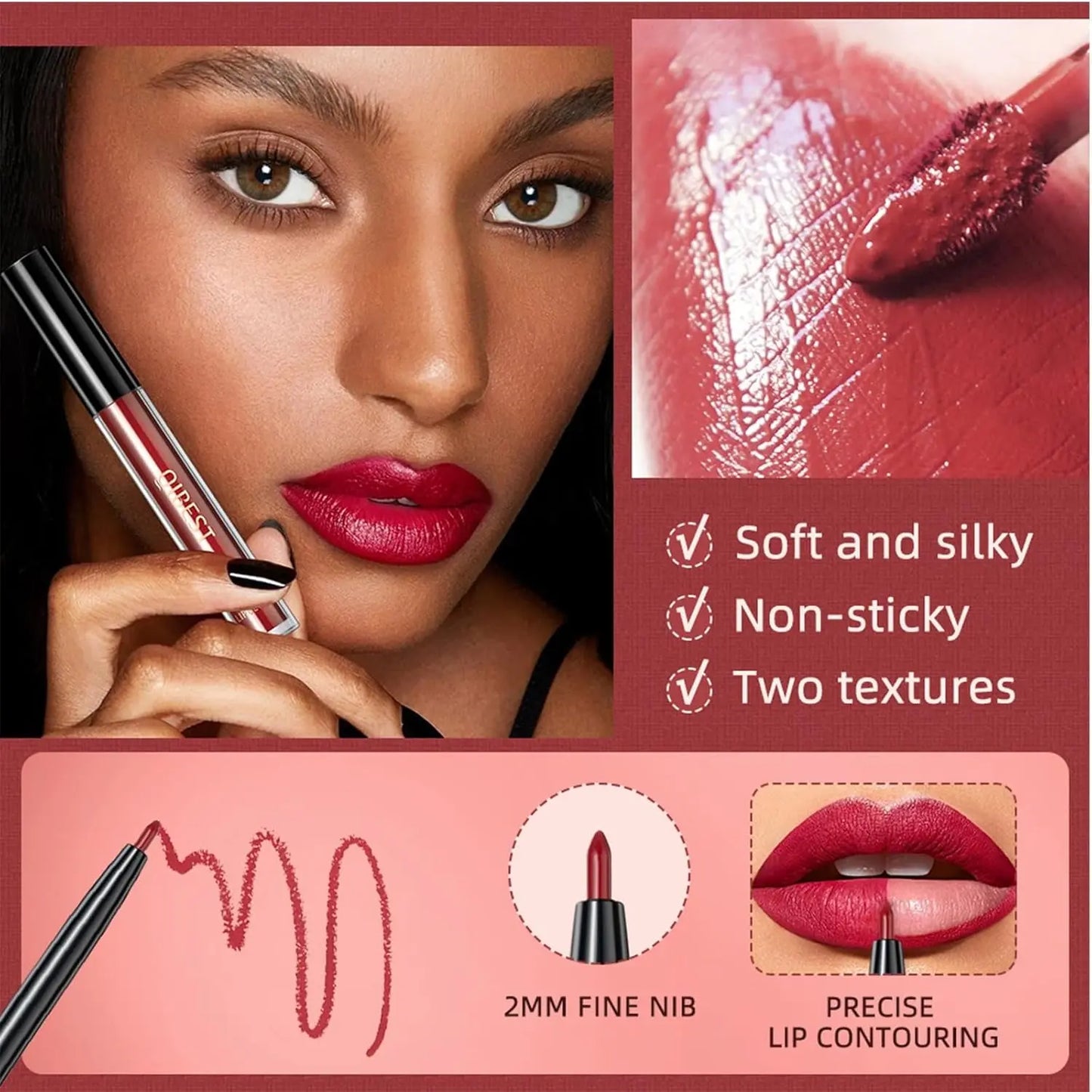 3Pcs Black Matte Liquid Lipstick,High-Pigment Lip Colors,3 in 1 Black Lipstick and Lip Liner Lip Gloss Trio Lip Set Moisturizing Velvet Long-Lasting Waterproof Lip Makeup Set for Women and Girls