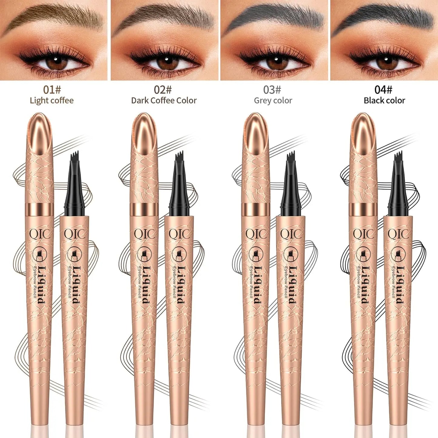 Eyebrow Pen,Liquid Eye Makeup Eyebrow Pencil - Waterproof Eyebrow Pencil Micro 4 Tip Brow Pencil Lift & Snatch Eyebrow Microblading Pen Long-Lasting Waterproof Natural Eyebrow Hair (3# Grey Color)