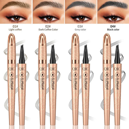 Eyebrow Pen,Liquid Eye Makeup Eyebrow Pencil - Waterproof Eyebrow Pencil Micro 4 Tip Brow Pencil Lift & Snatch Eyebrow Microblading Pen Long-Lasting Waterproof Natural Eyebrow Hair (3# Grey Color)