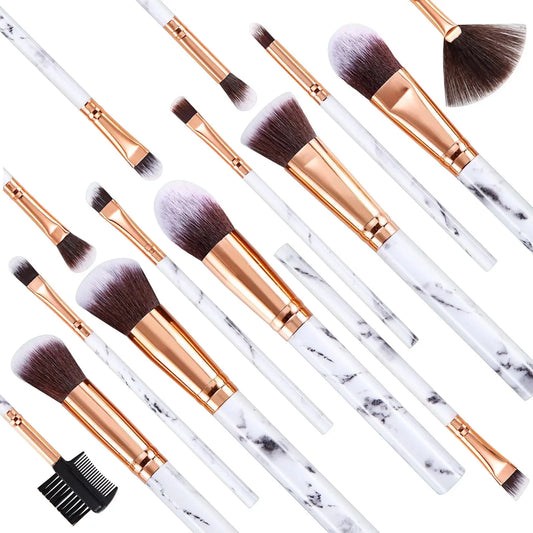 Makeup Brushes 15PCS Make up Brush Set Blush Foundation Concealer Eyeshadow Brushes with 4 Makeup Sponge - Valentine'S Day, Xmas Gift