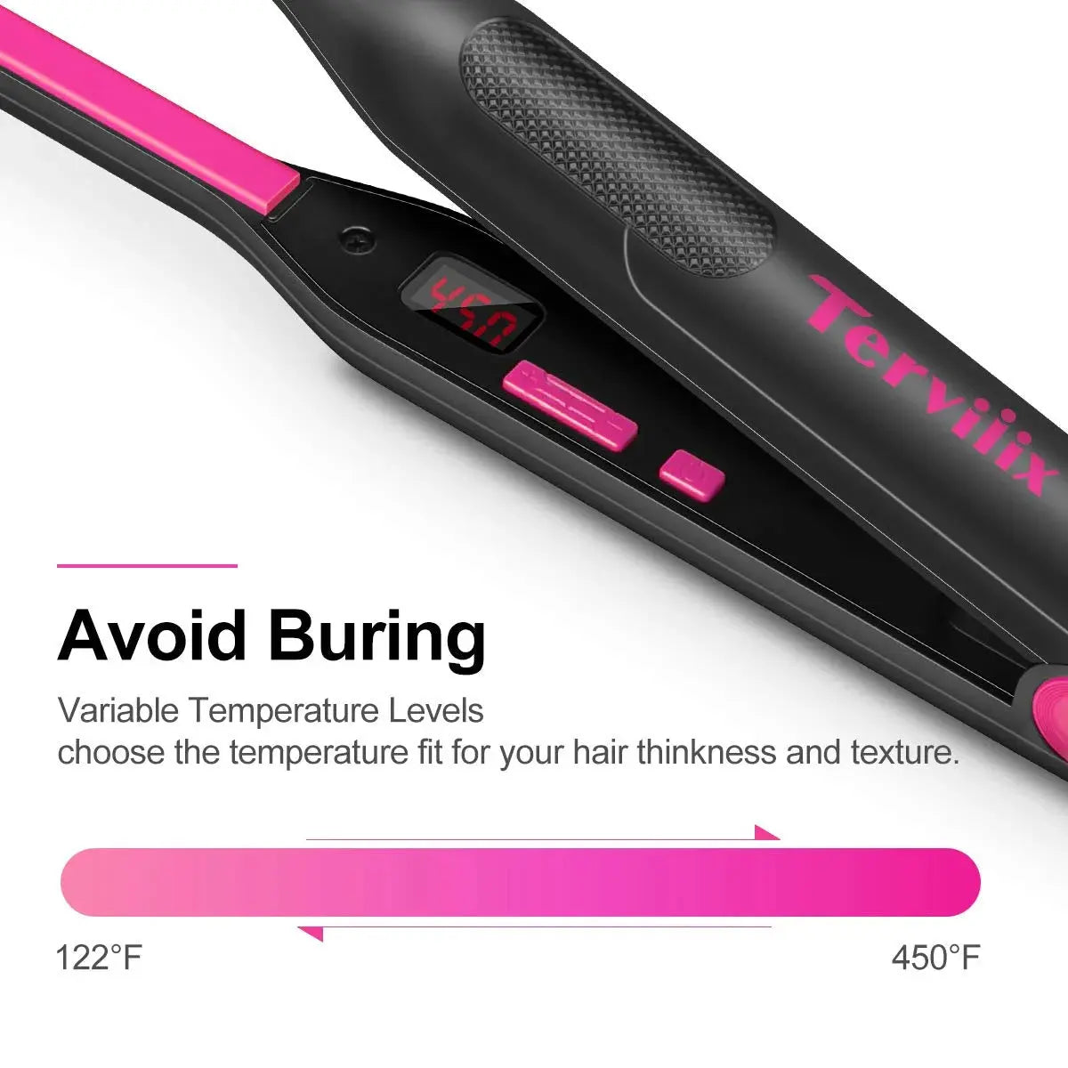 Ceramic Pencil Flat Iron, 3/10" Hair Straightener for Short Hair & Pixie Cut, Pink